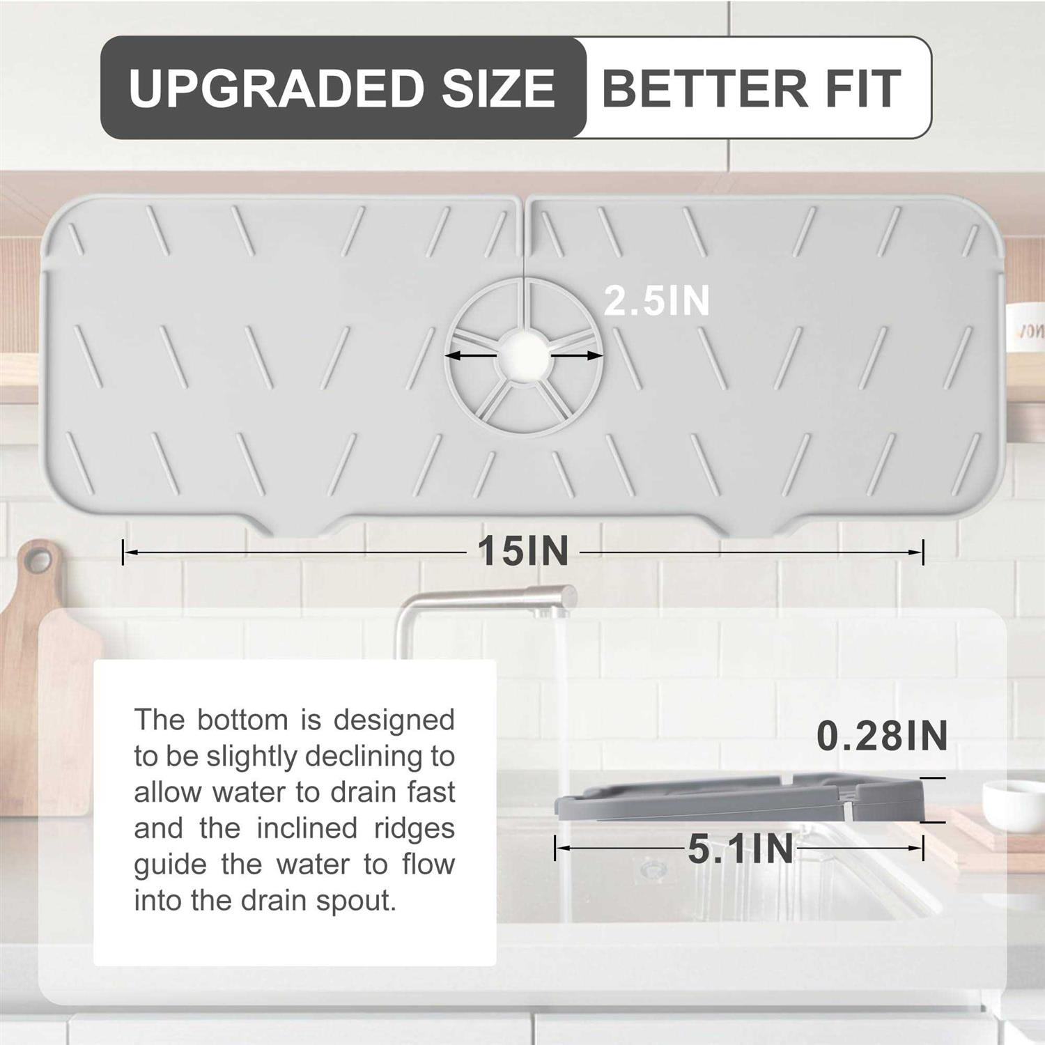 Meiliweser Silicone Sink Splash Guard Gen 2 Slope Upgraded Faucet Mat - MT - Mrs Treak