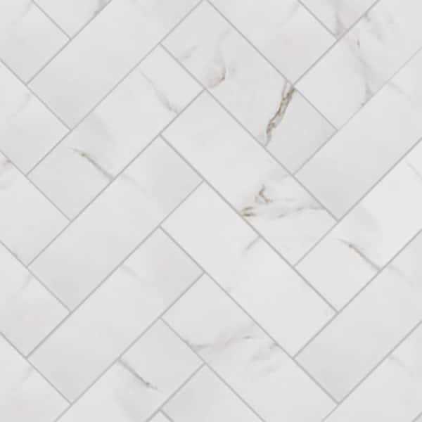 Florida Tile Home Collection Michelangelo Calacatta Rectified 12 in. x 24 in. Matte Porcelain Floor and Wall Tile - MT - Mrs Treak