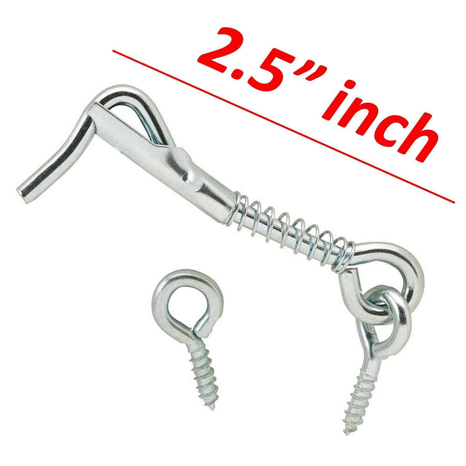 Wideskall Zinc Plated Wire Gate Hook and Eye Latch with Spring Lock - Mrs Treak