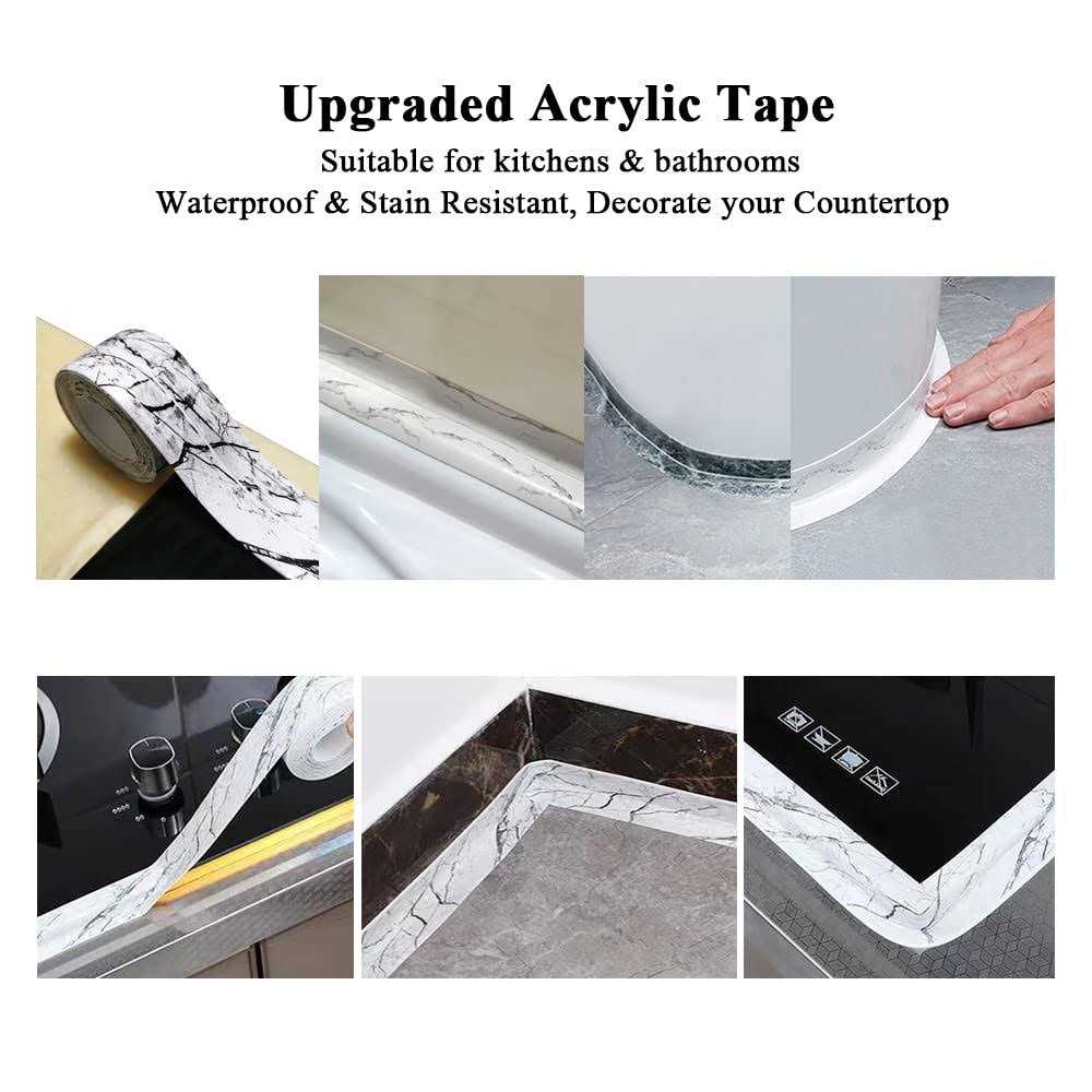 Dstorelhp Kitchen & Bath Caulk Tape Sealant Strip 1.5”x10.5FT Pvc Self Adhesive Caulk Strip Waterproof Caulking Tape - MT - Mrs Treak