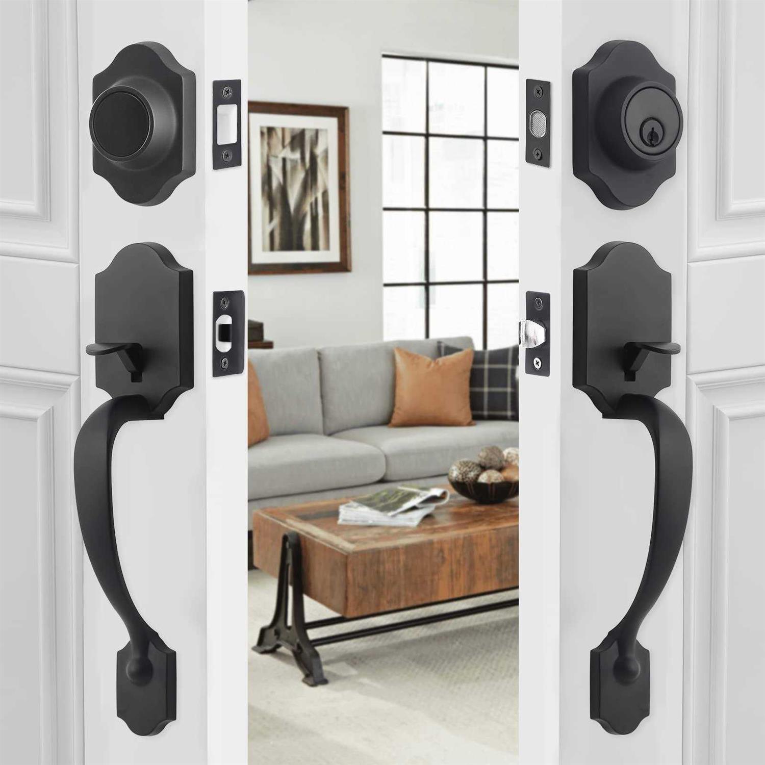 Natsukage Front Door Handle Set Heavy Duty Double Door Lock Set Double Door Handle Sets with Dummy - MT - Mrs Treak