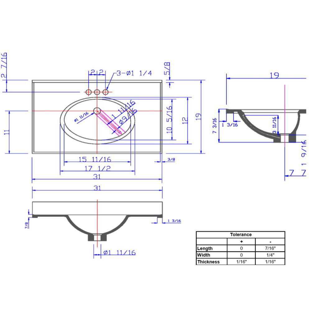 Design House 586172 Cultured Marble Vanity Top 19×17 Solid White - MT - Mrs Treak
