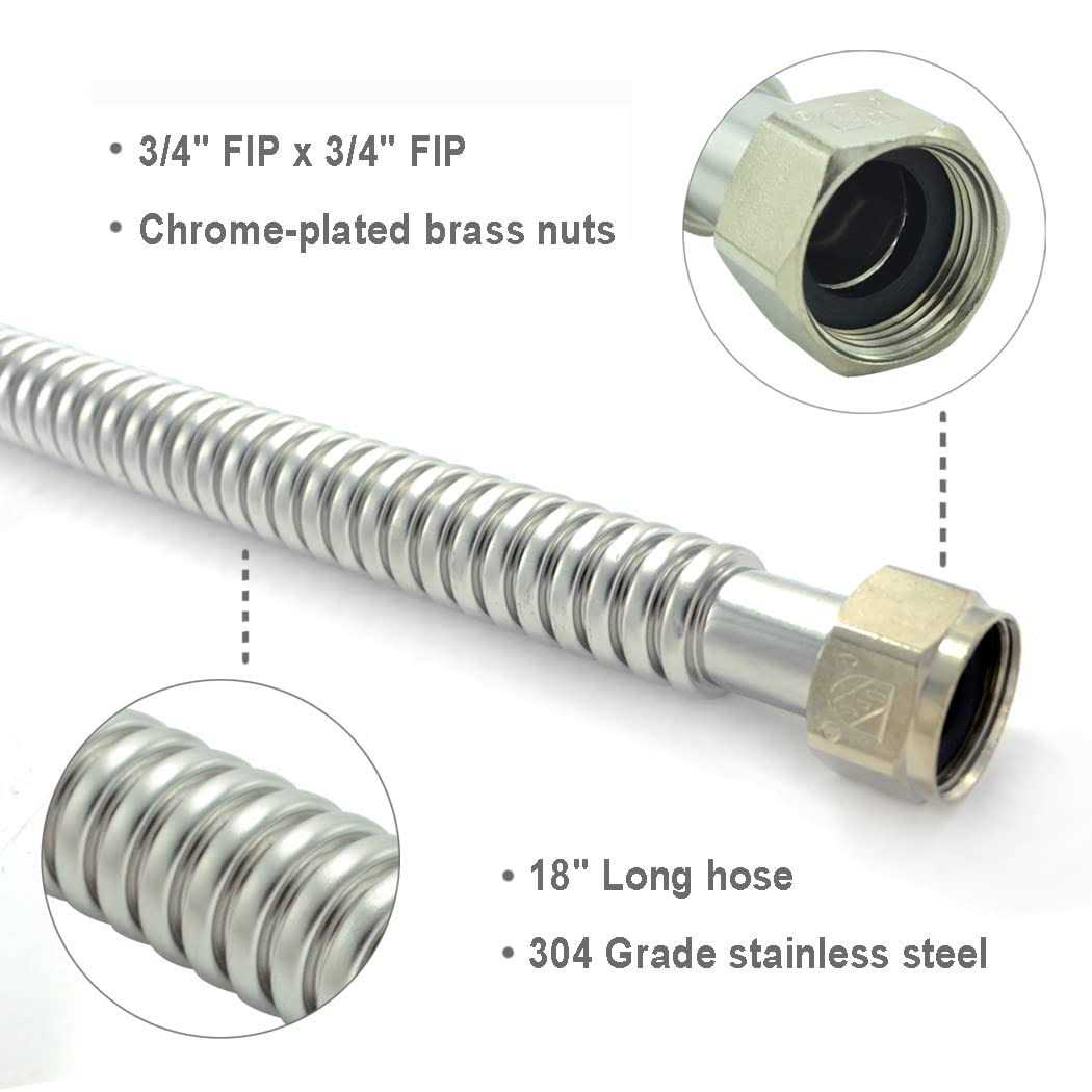 TT FLEX Stainless Steel Corrugated Water Heater Connector Flexible for Water Heater Water Softener FIP x FIP - MT - Mrs Treak