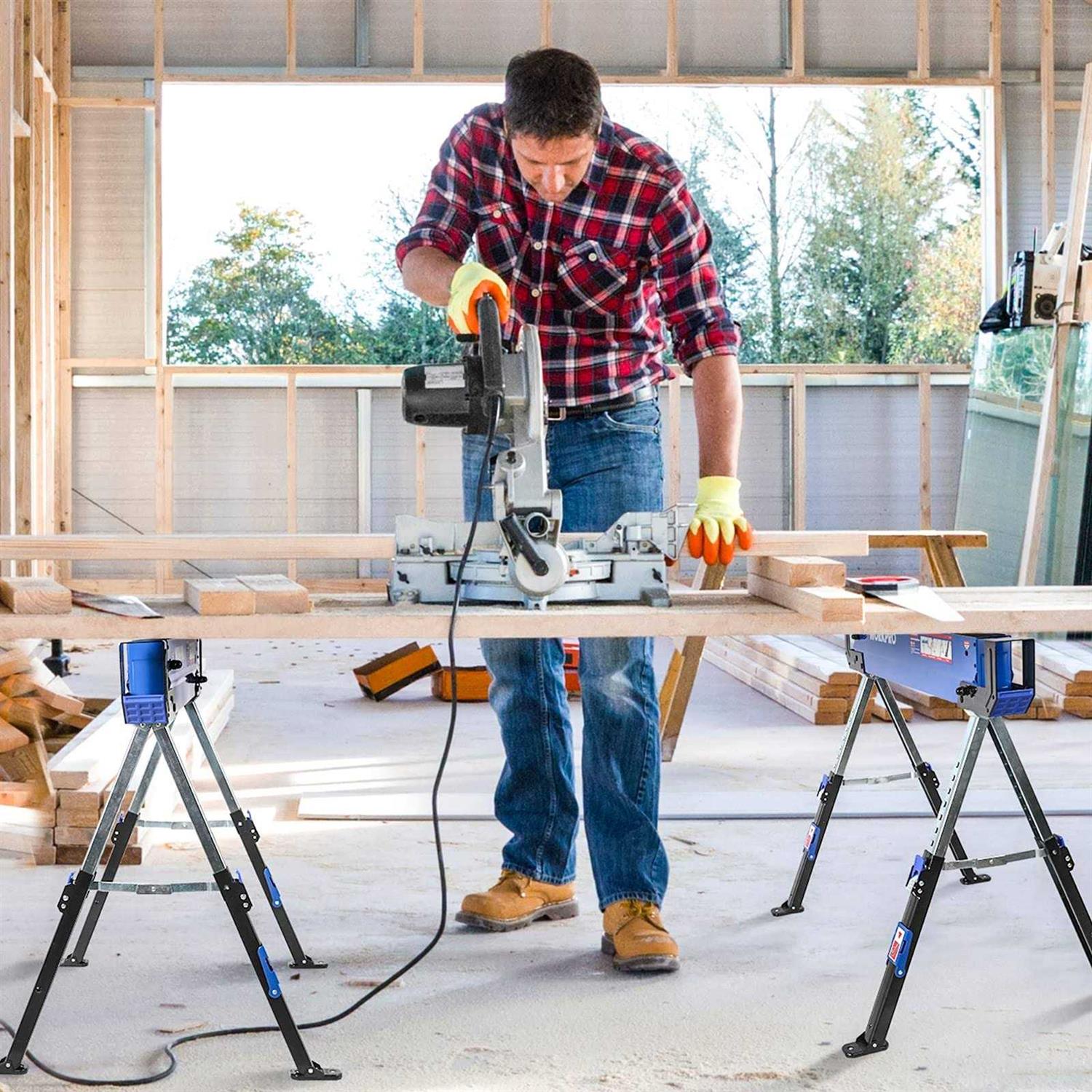 WORKPRO Adjustable Workbench Rubber Wood Top Heavy-Duty Workstation - MT - Mrs Treak