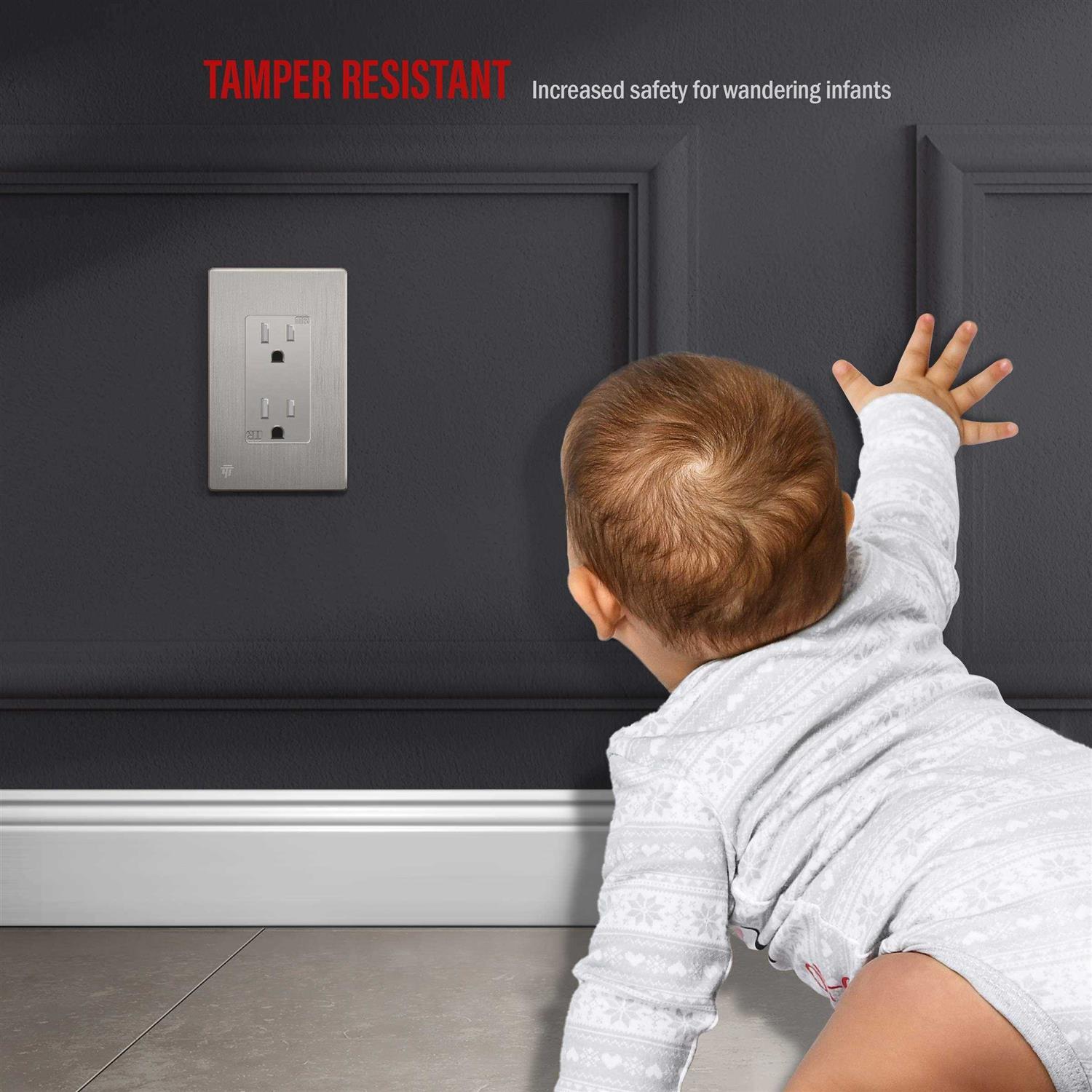 Enerlites Elite Series Screwless Decorator Wall Plate Child Safe Outlet Cover - MT - Mrs Treak