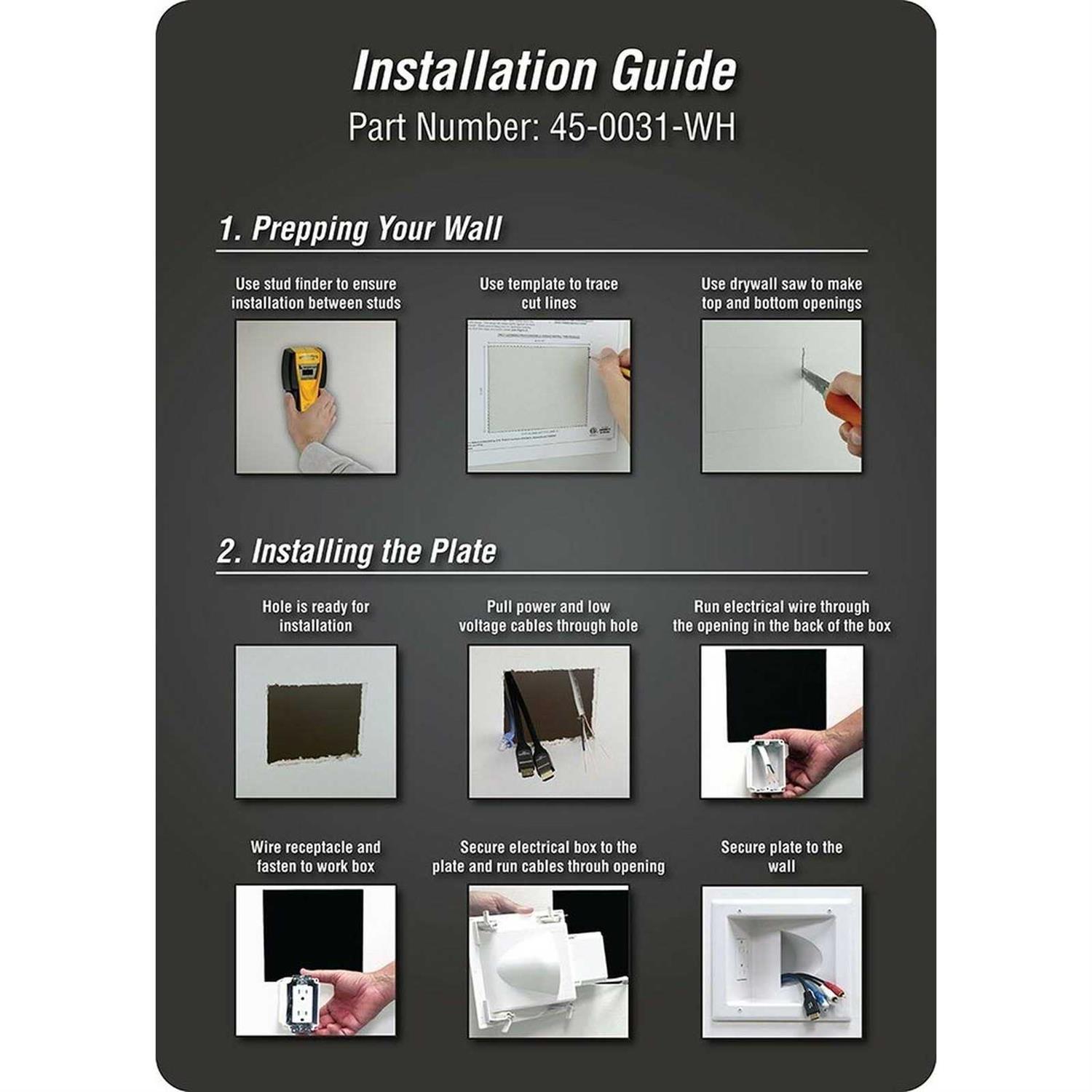 DataComm Recessed Low-Voltage Media Plate with Duplex Receptacle 45-0031-WH - MT - Mrs Treak