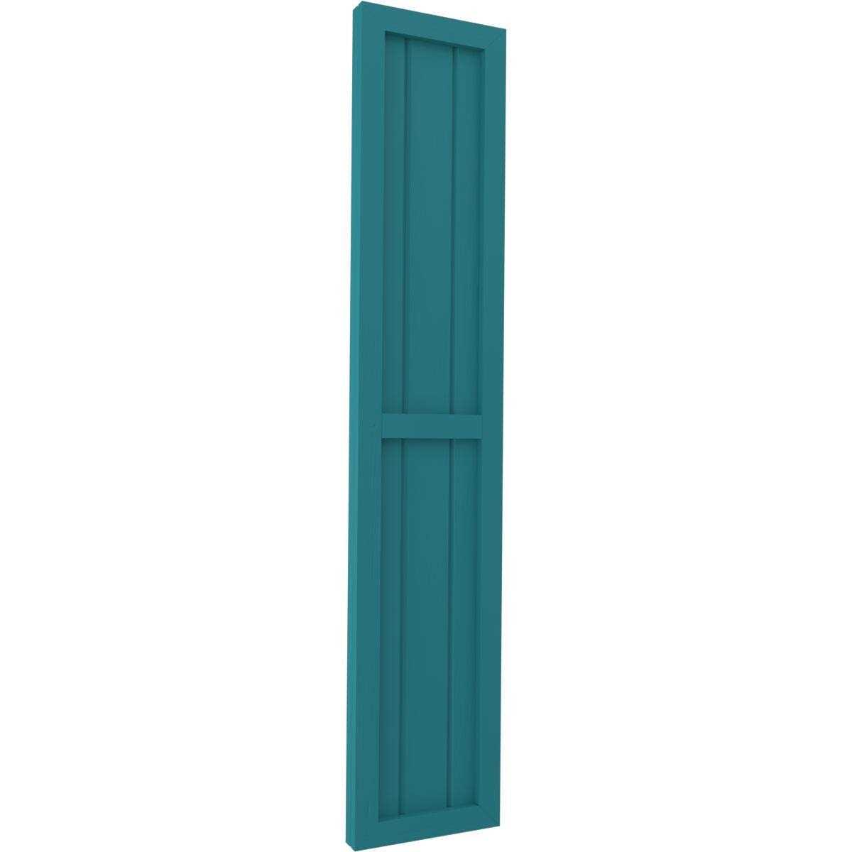 Ekena Millwork 1/2W x Americraft Board Exterior Real Wood Two Equal Panel Framed Board-n-Batten Shutters - MT - Mrs Treak