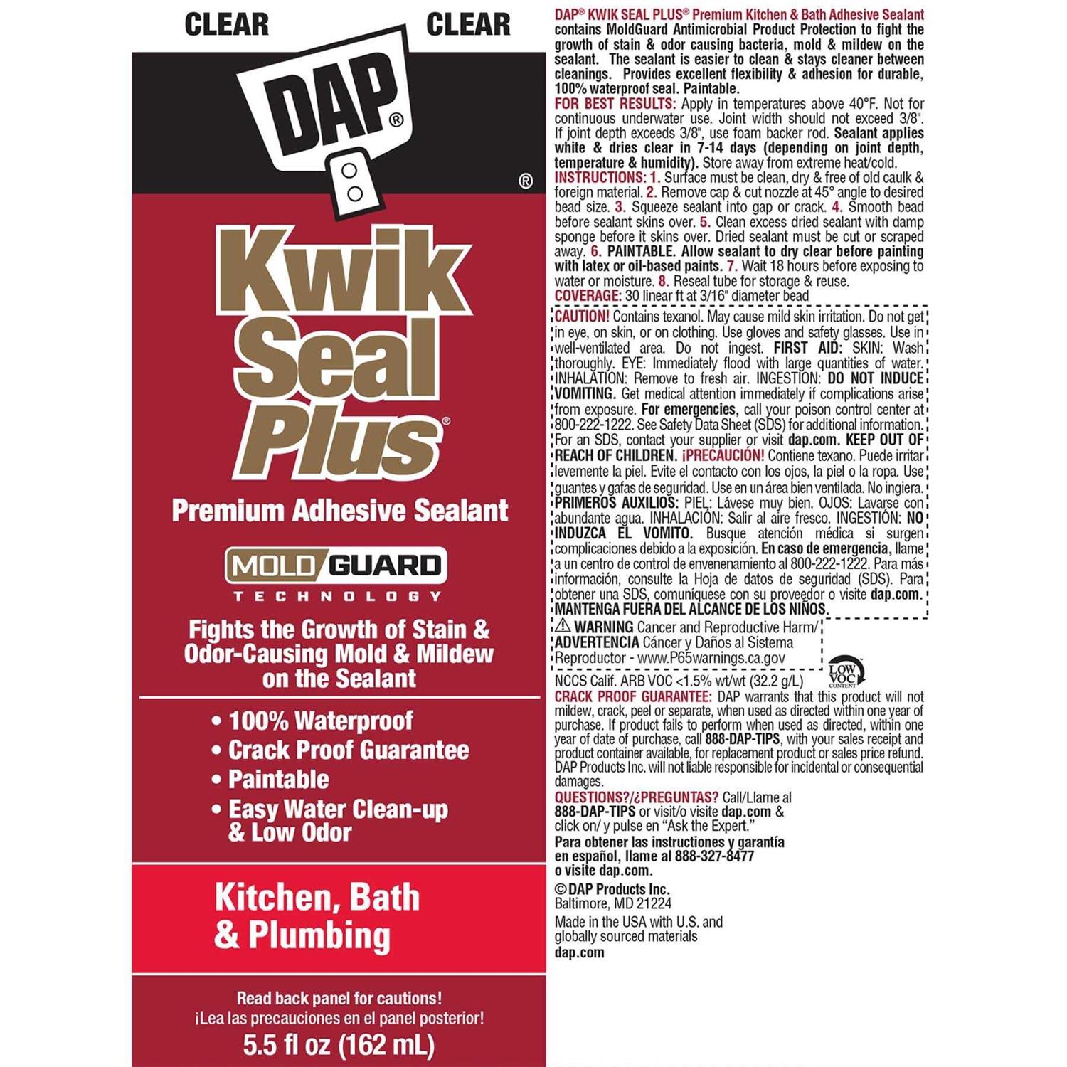 DAP Kwik Seal Plus Adhesive Caulk - MT - Mrs Treak