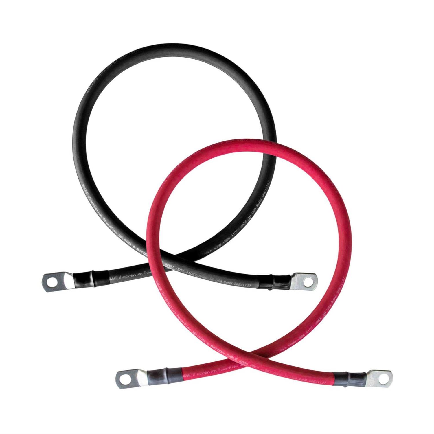 Windy Nation AWG Gauge Red + Black Pure Copper Battery Inverter Cables Solar - MT - Mrs Treak