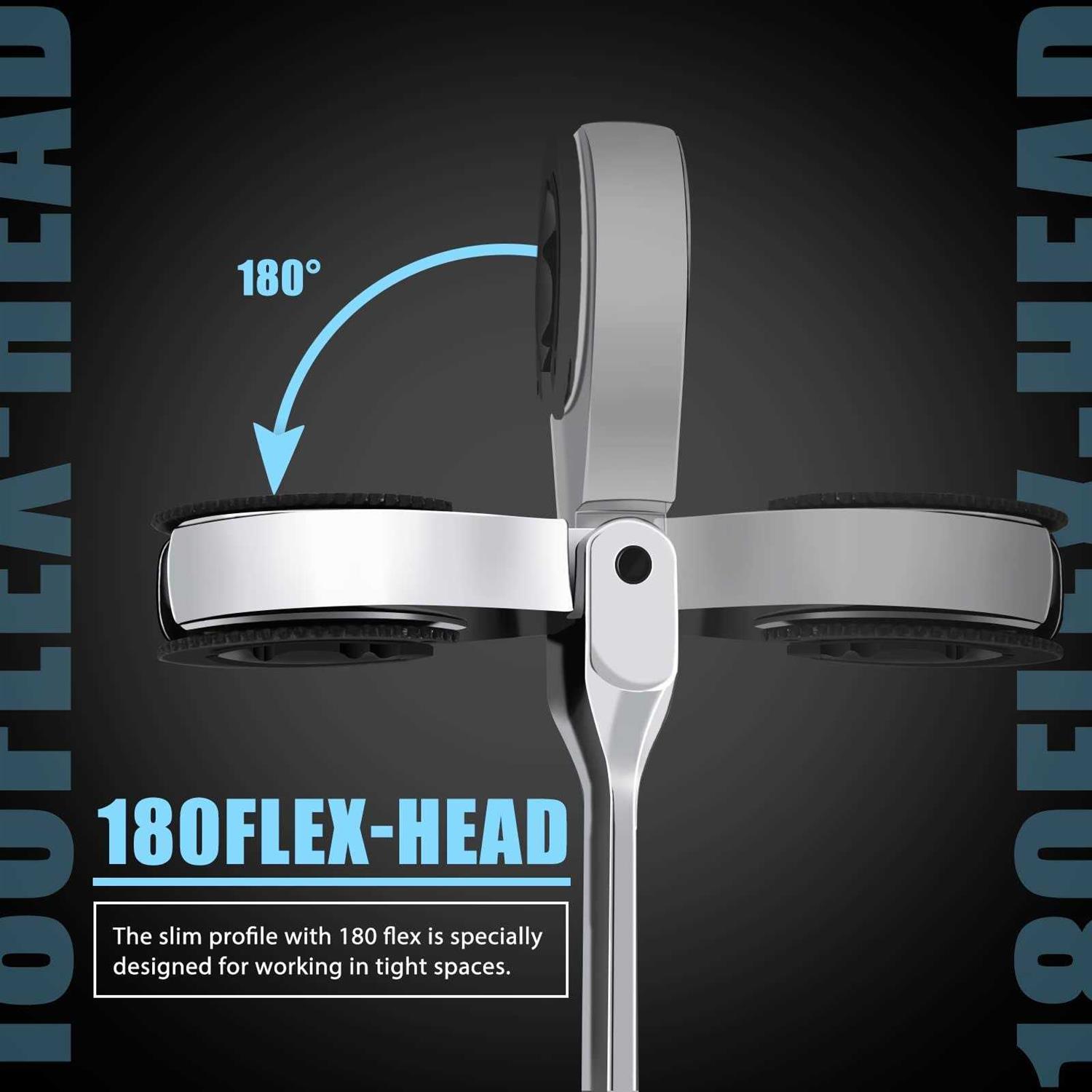 LOSCHEN Open Flex-Head Ratcheting Wrench Metric Ratcheting Spanner with 72 Teeth - MT - Mrs Treak