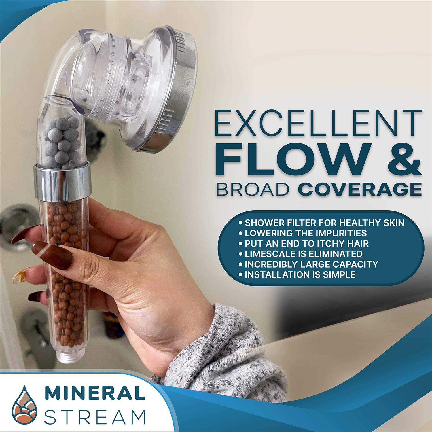 Mineral Stream Ionic Shower Head + Hose - MT - Mrs Treak