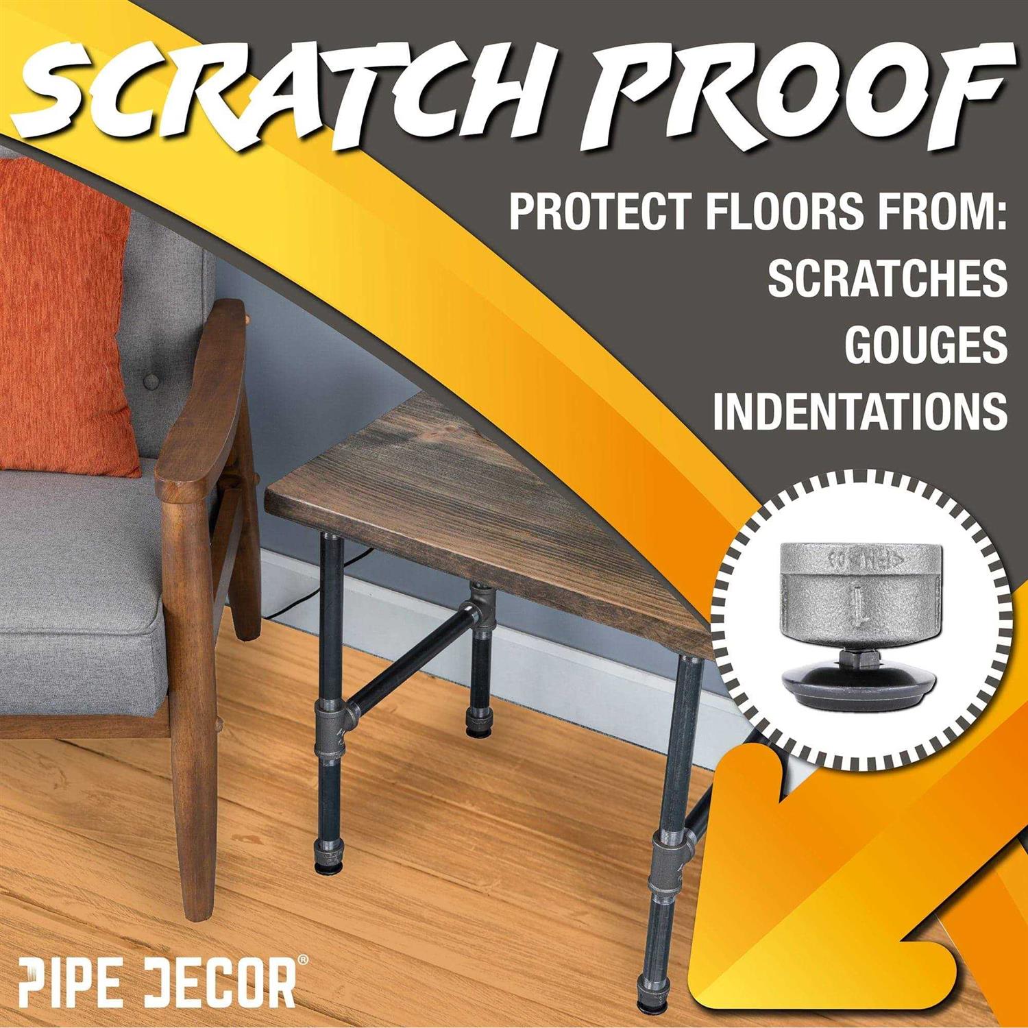 PIPE DECOR Black Malleable Iron Cap Fitting with 3 in. Caster Wheel for Pipe Furniture - MT - Mrs Treak