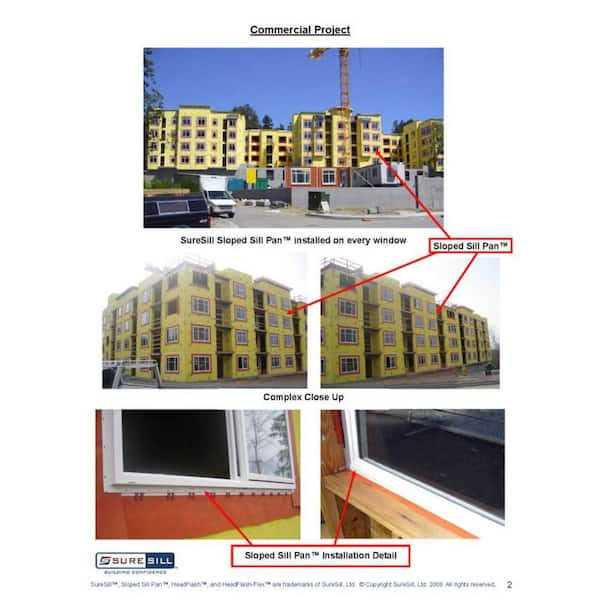 SureSill 3-1/4 in. x Sloped Sill Pan for Use on Vinyl Sliding Door and Window Installation and Flashing - MT - Mrs Treak