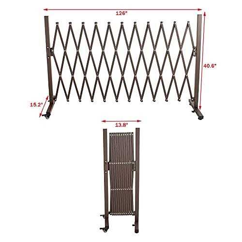 TECSPACE Aluminum Expandable Garden Fence Portable Barricade Gate with Casters - MT - Mrs Treak