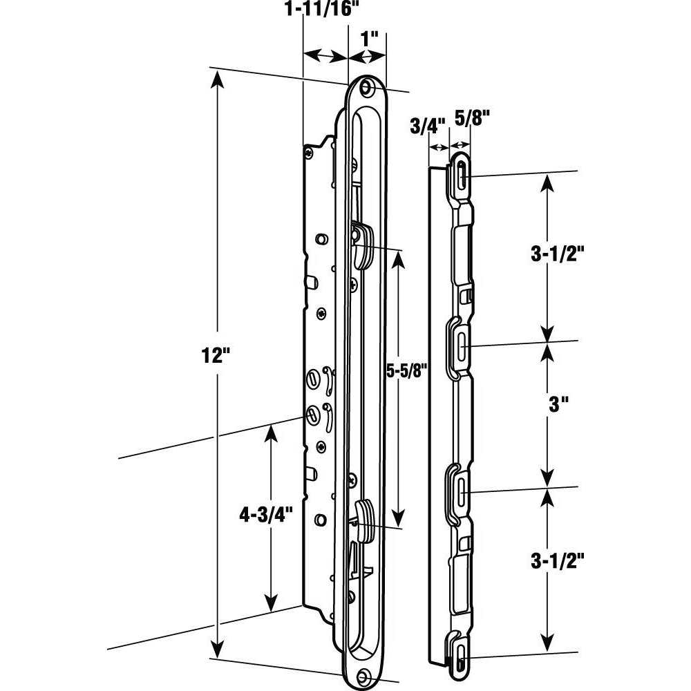 Prime-Line Multi Point Sliding Door Mortise Latch E 2192 - MT - Mrs Treak
