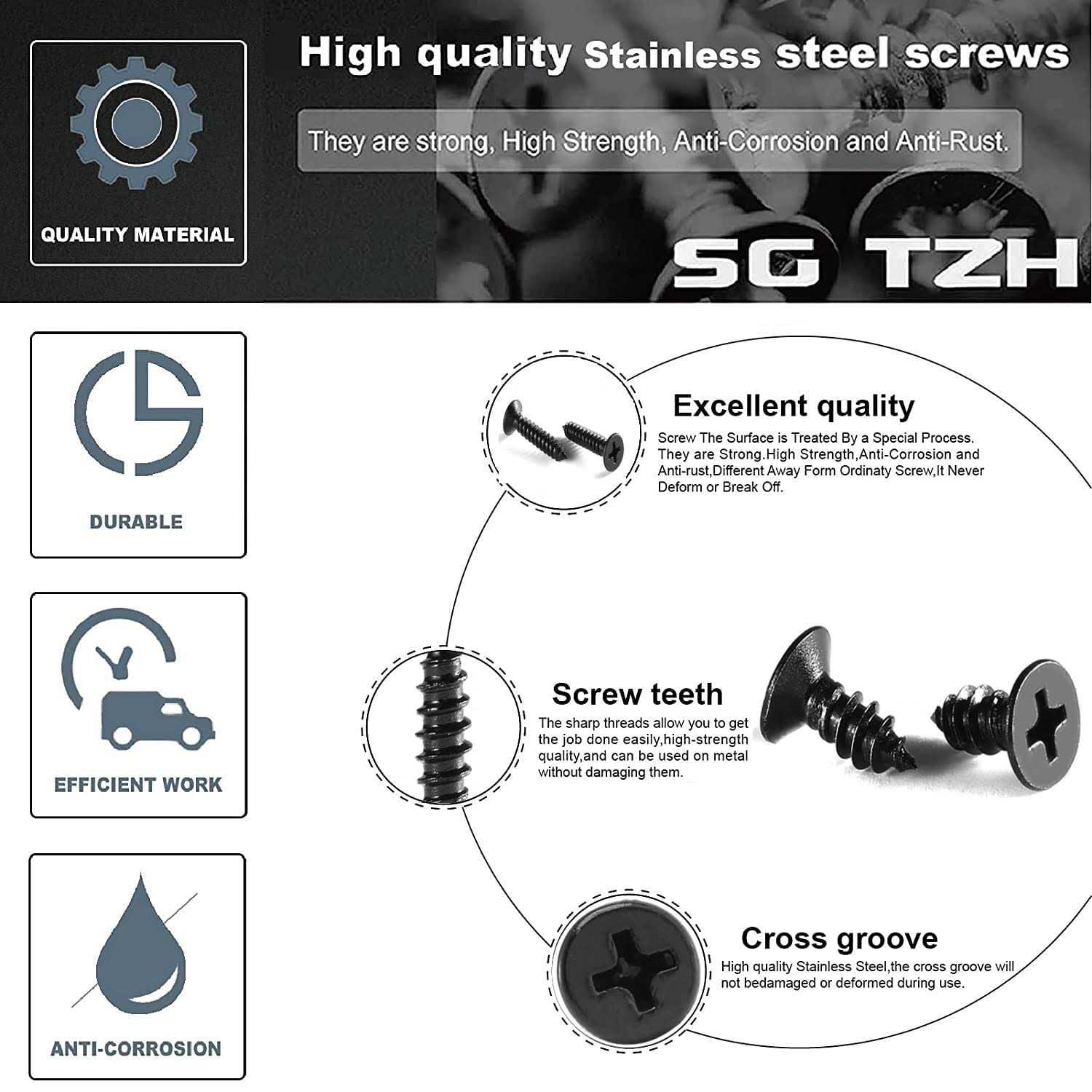Wood Screw 100Pcs 18-8 304 Stainless Steel Screws Flat Head Phillips Fast Self Tapping Drywall Screws By Sg Tzh - MT - Mrs Treak