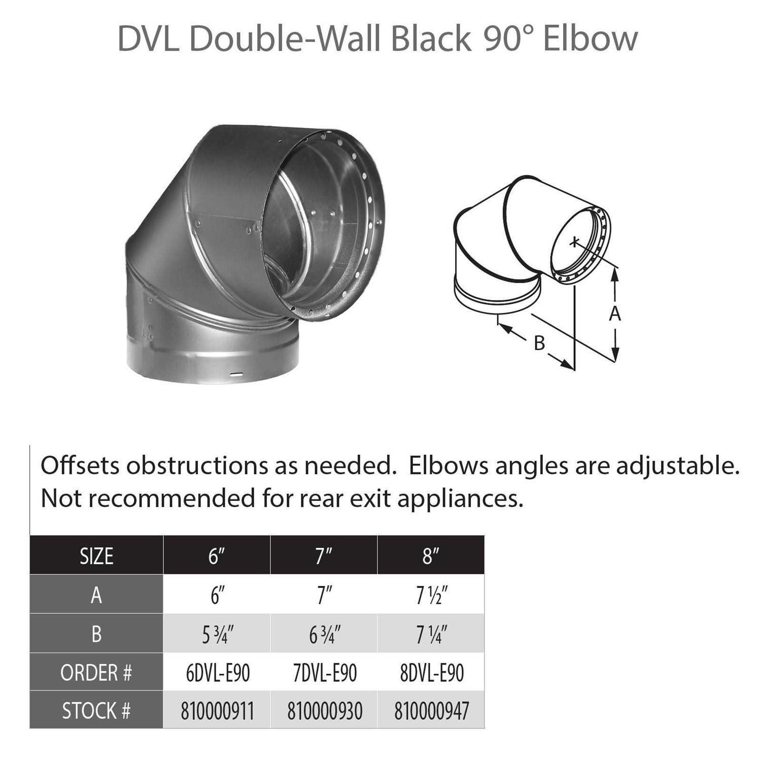 DuraVent 90-Degree DVL Double-Wall Black Elbow 6DVL-E90 - MT - Mrs Treak