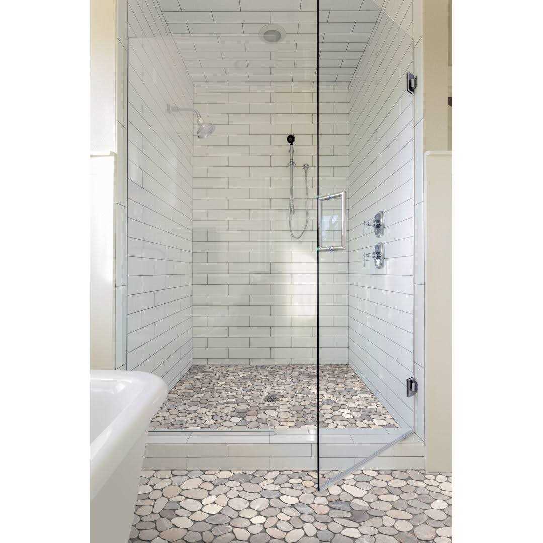 Tile Connection Sliced Pebble Grey 11-1/4 in. x 11-1/4 in. x Mesh-Mounted Mosaic Tile - MT - Mrs Treak