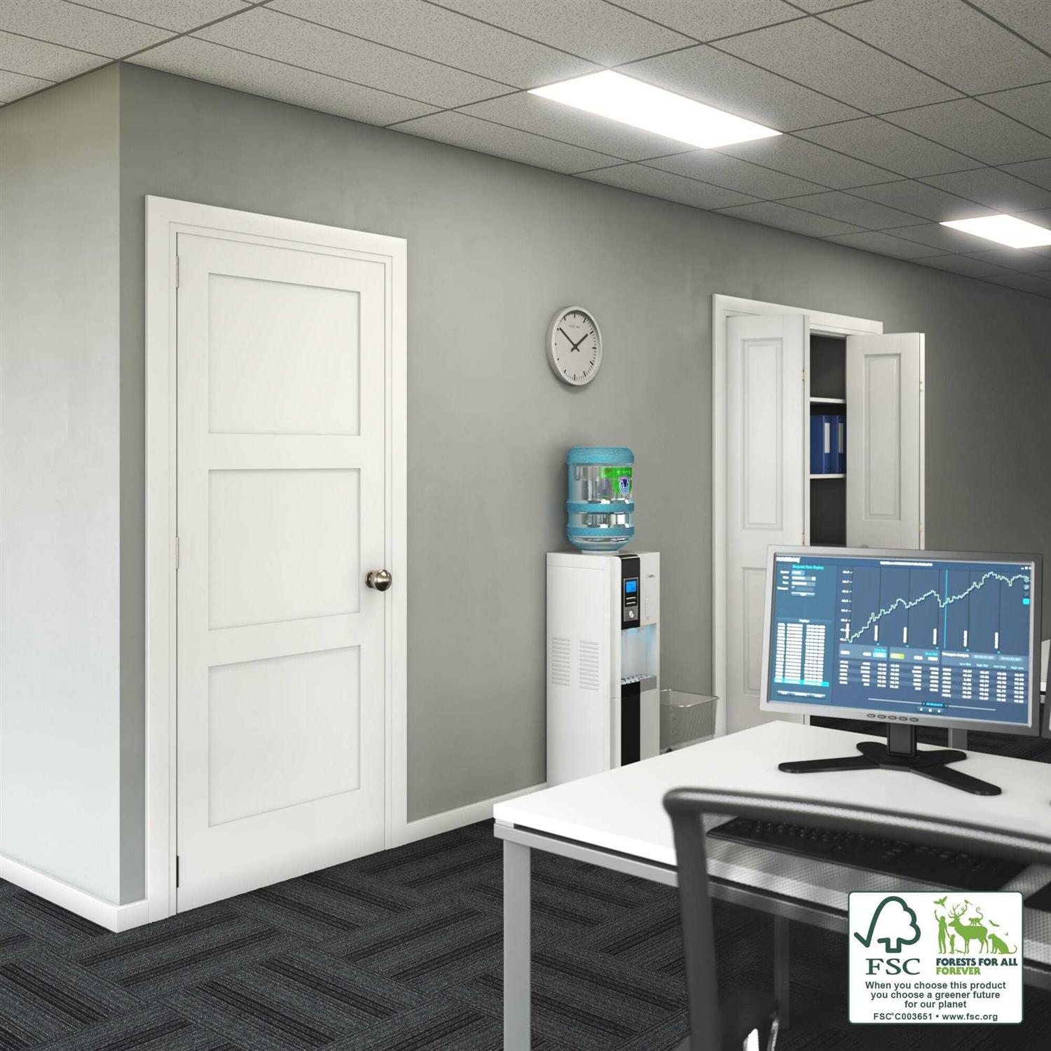 EightDoors 80 in. x 1-3/8 in. Shaker White Primed 3-Panel Equal Solid Core Wood Interior Door Slab - MT - Mrs Treak