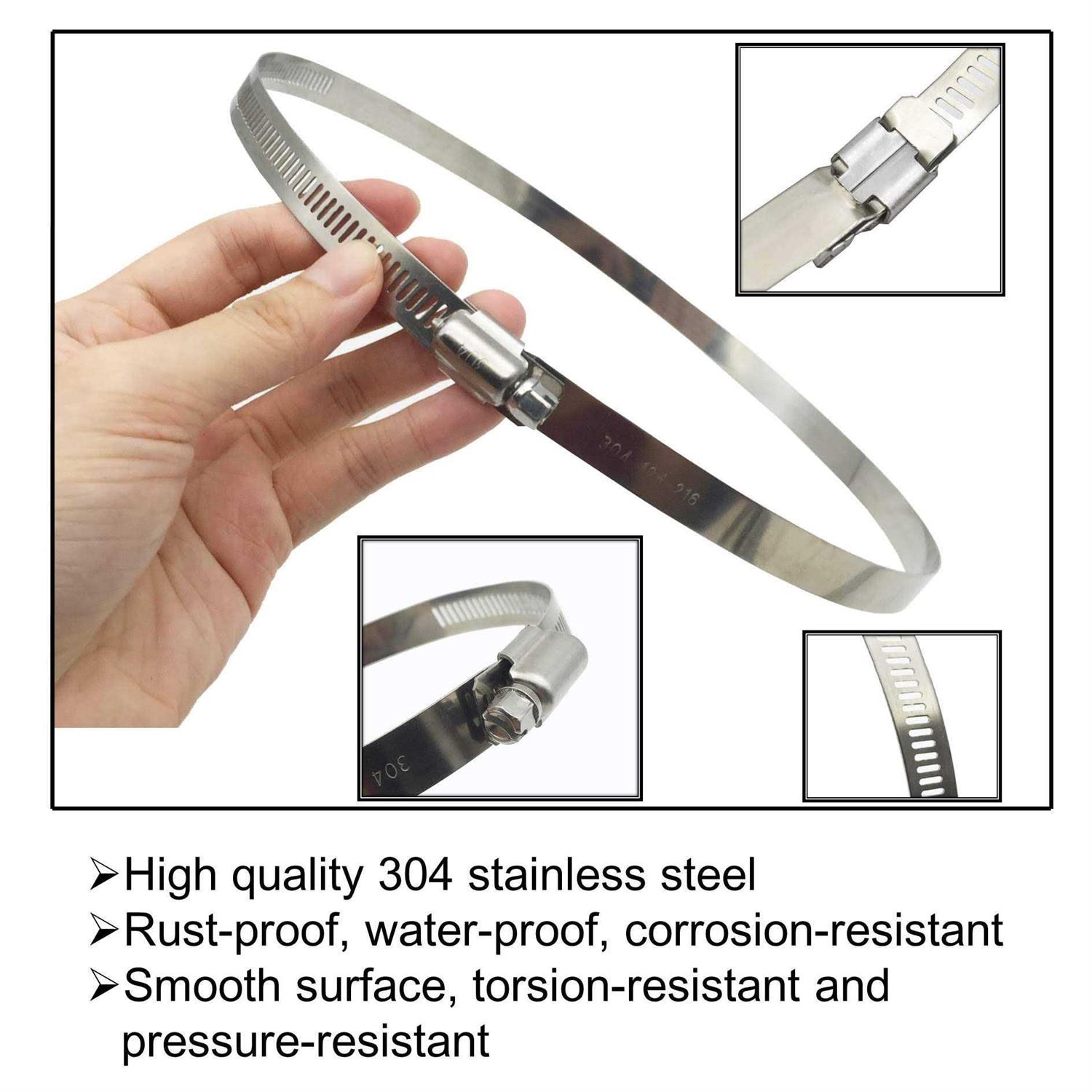 Eesteck Adjustable 304 Stainless Steel Duct Clamps Hose Clamp Pipe Clamp Air Ducting Clamp worm drive Hose Clamps - MT - Mrs Treak