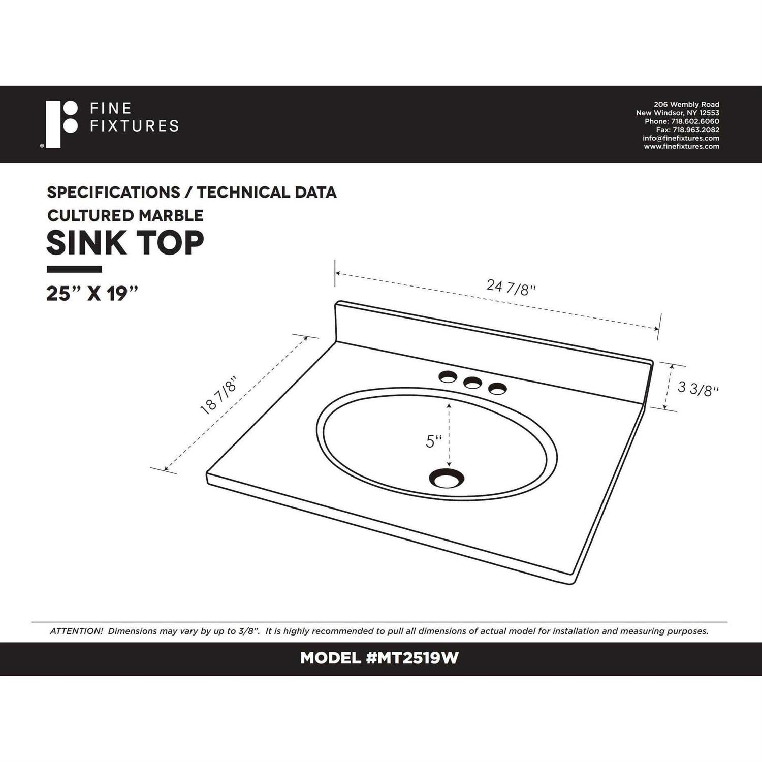 Fine Fixtures WH1711W Vitreous China Rectangular Wall Mount Bathroom Sink - MT - Mrs Treak