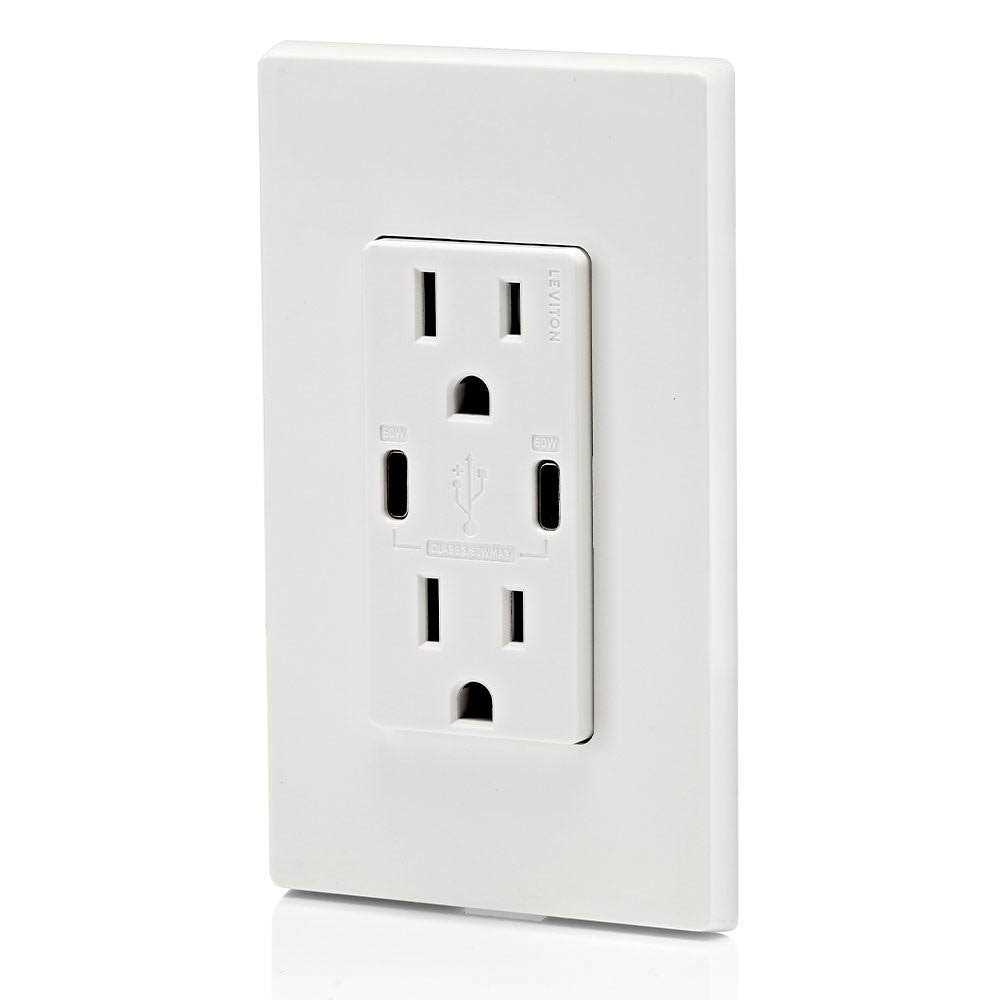 Leviton T5632-W USB Charger/Tamper-Resistant Duplex Receptacle - MT - Mrs Treak