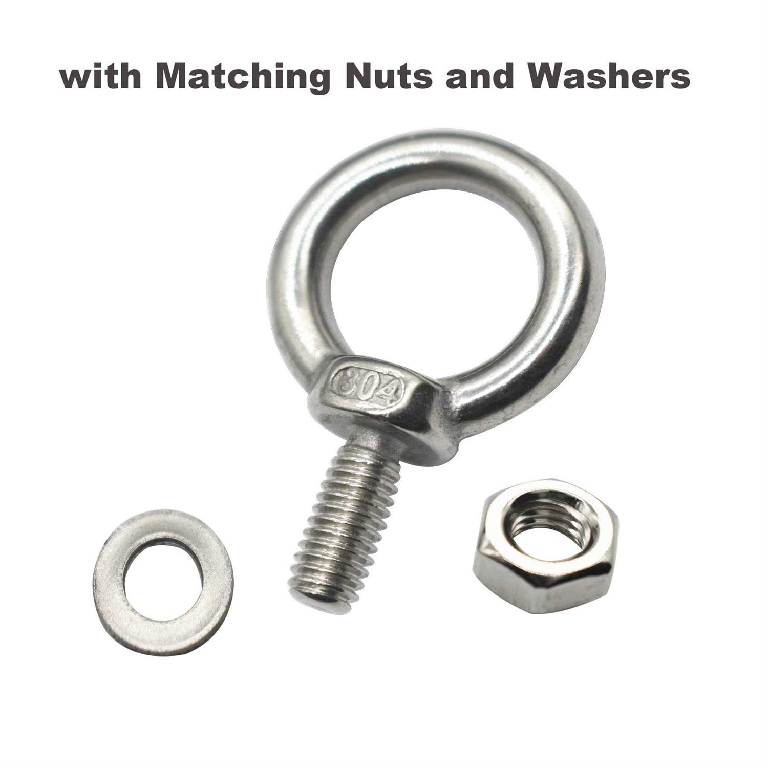 Floyutin 10 Packs Stainless Eyebolt Long Male Screw Thread Ring Shoulder Eye Bolts - MT - Mrs Treak