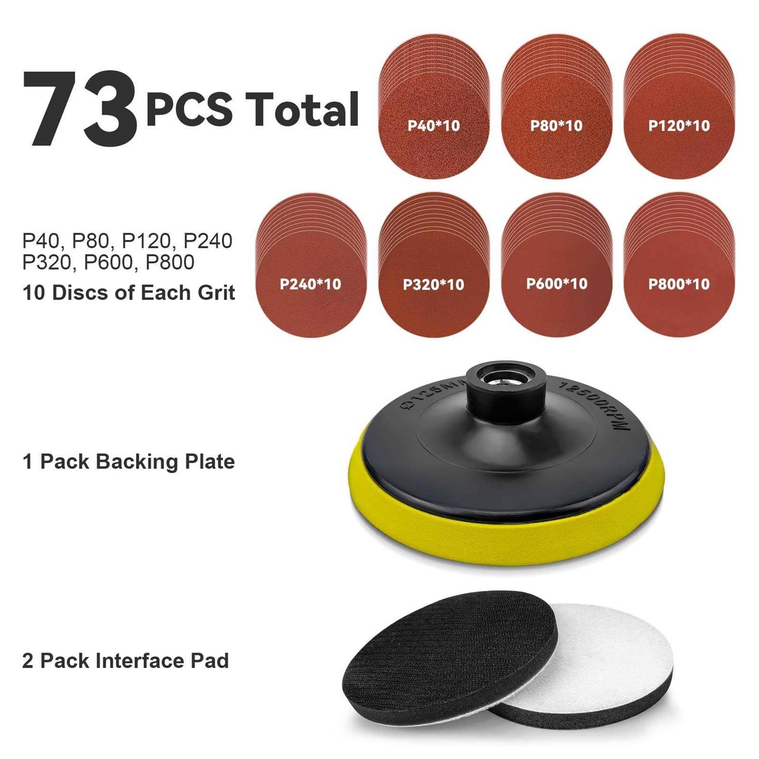 Toovem A Family Of Manufacturers Toovem Angle Grinder Sanding Disc, Hook and Loop Backing Pad with Sanding Discs and Foam Buffering - MT - Mrs Treak