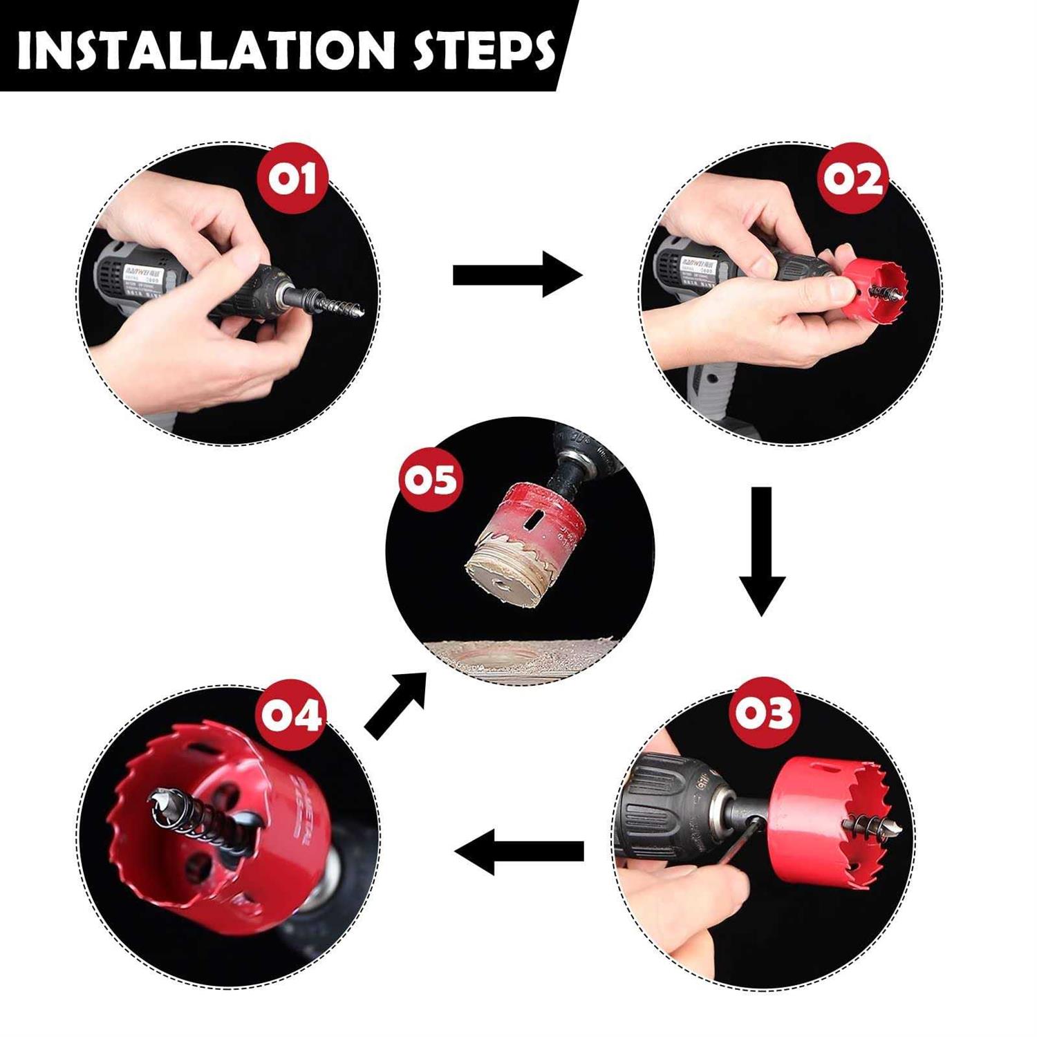 dashap Bi-Metal Hole Saw Kit Carbide Hole Saw Set for Thin Metal and Wood - MT - Mrs Treak
