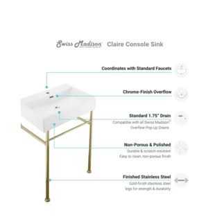 Swiss Madison Claire 24 Ceramic Console Sink White Basin SM-CS711 - MT - Mrs Treak