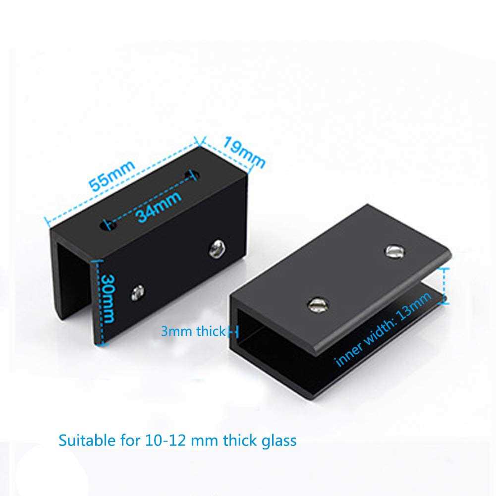 Kyien Pack of 8 Aluminum Alloy Square Glass Shelf Clamp Clip Holder Support Bracket - MT - Mrs Treak