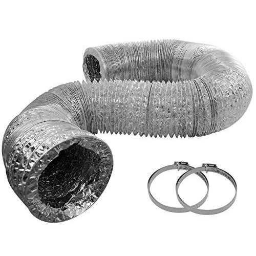 TerraBloom Flexible 8 Ducting Black Duct with 2 Clamps 4 Layer HVAC Ventilation Air Hose - MT - Mrs Treak