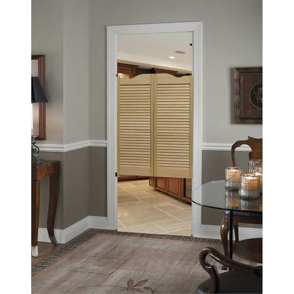 Pinecroft Dixieland Louvered Solid Core Unfinished Pine 42 in. Interior Cafe Door with Hardware - MT - Mrs Treak