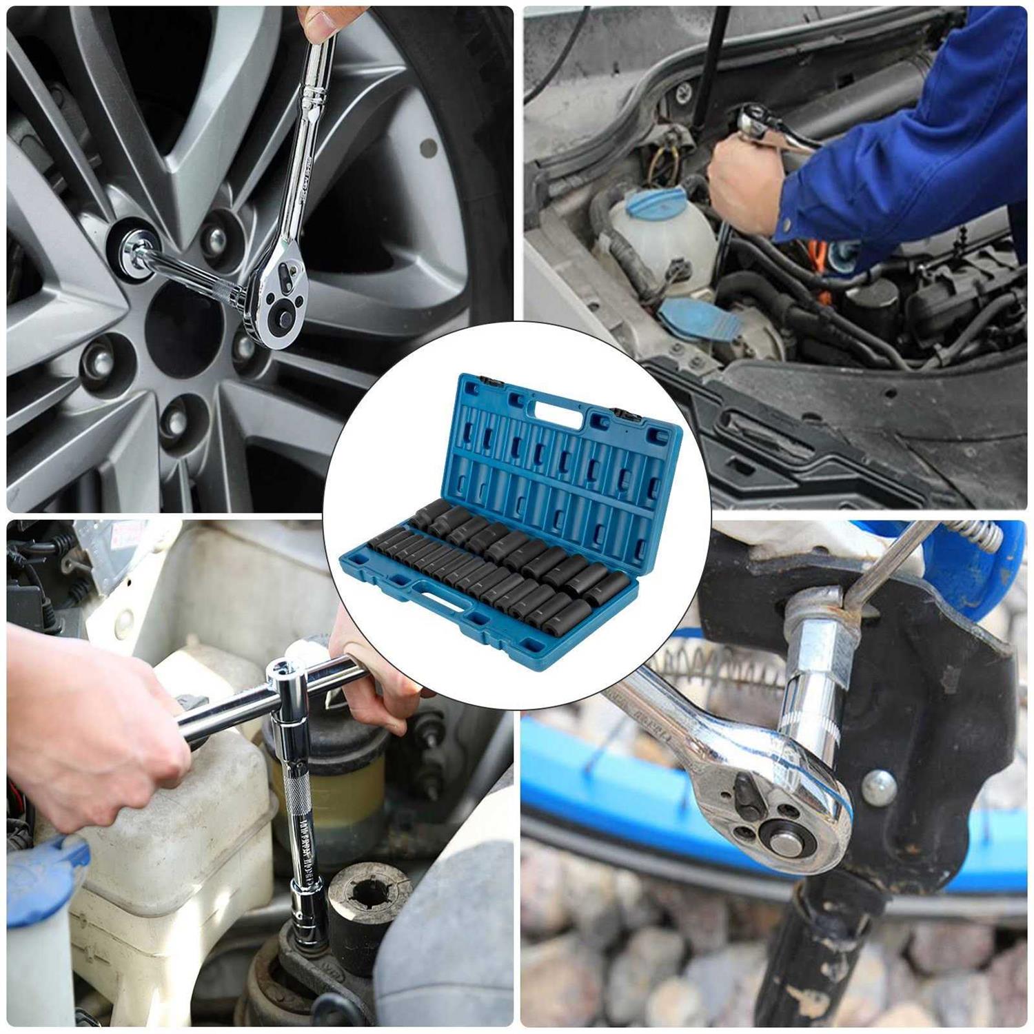 VEVOR Impact Socket Set 1/2 Inches 19 Piece Impact Sockets - MT - Mrs Treak