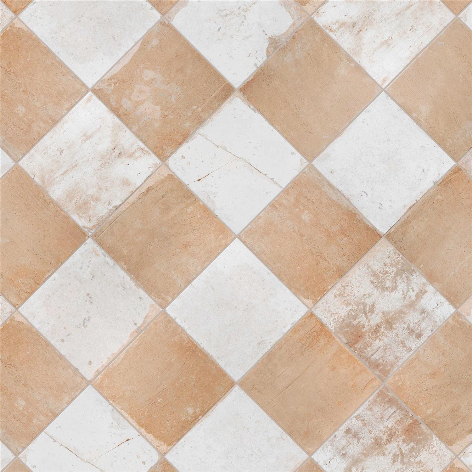 Merola Tile Kings Blume White 9-in x 9-in Matte Ceramic Encaustic Thinset Mortar Floor and Wall Tile - MT - Mrs Treak