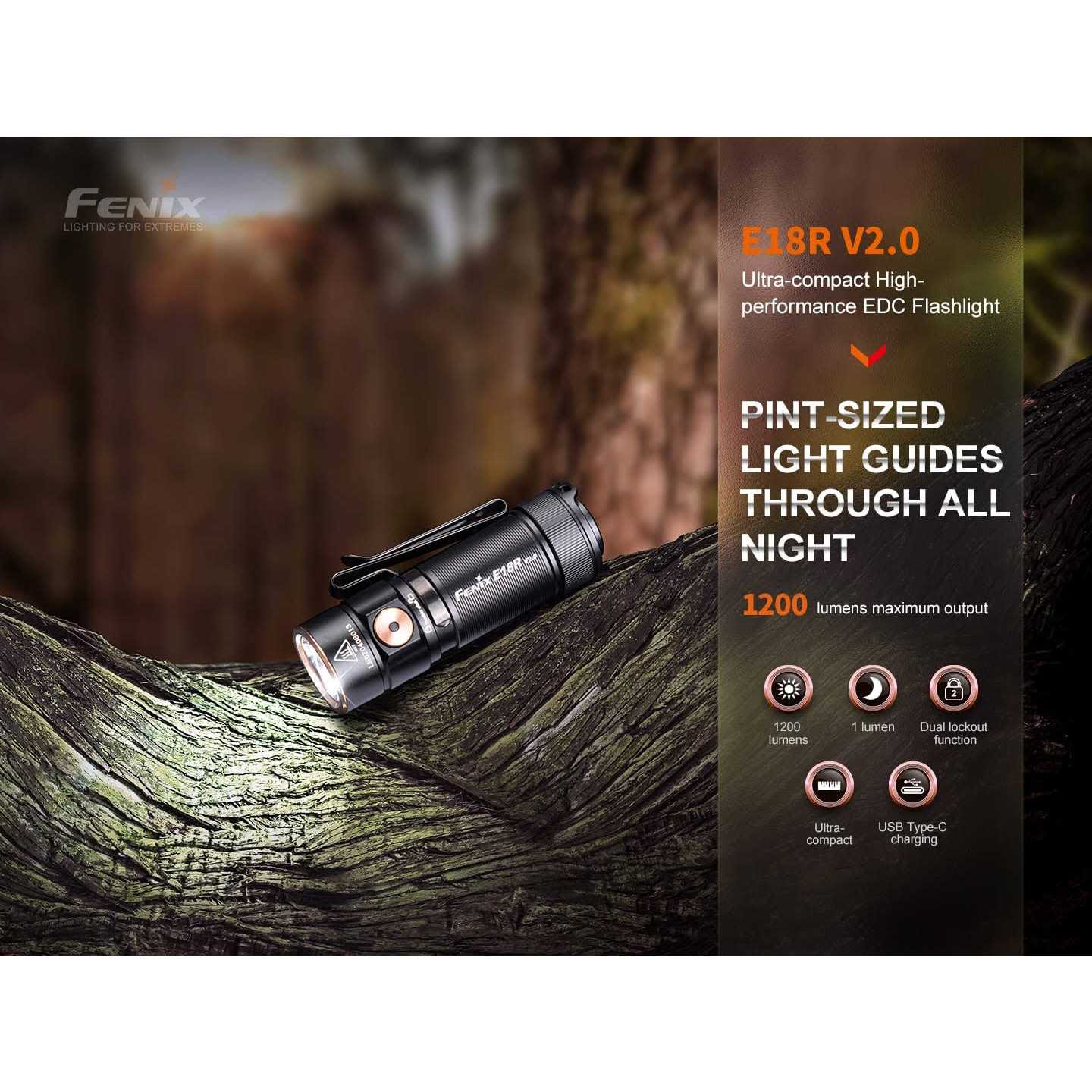 Fenix E18R V2.0 Rechargeable EDC Flashlight - MT - Mrs Treak