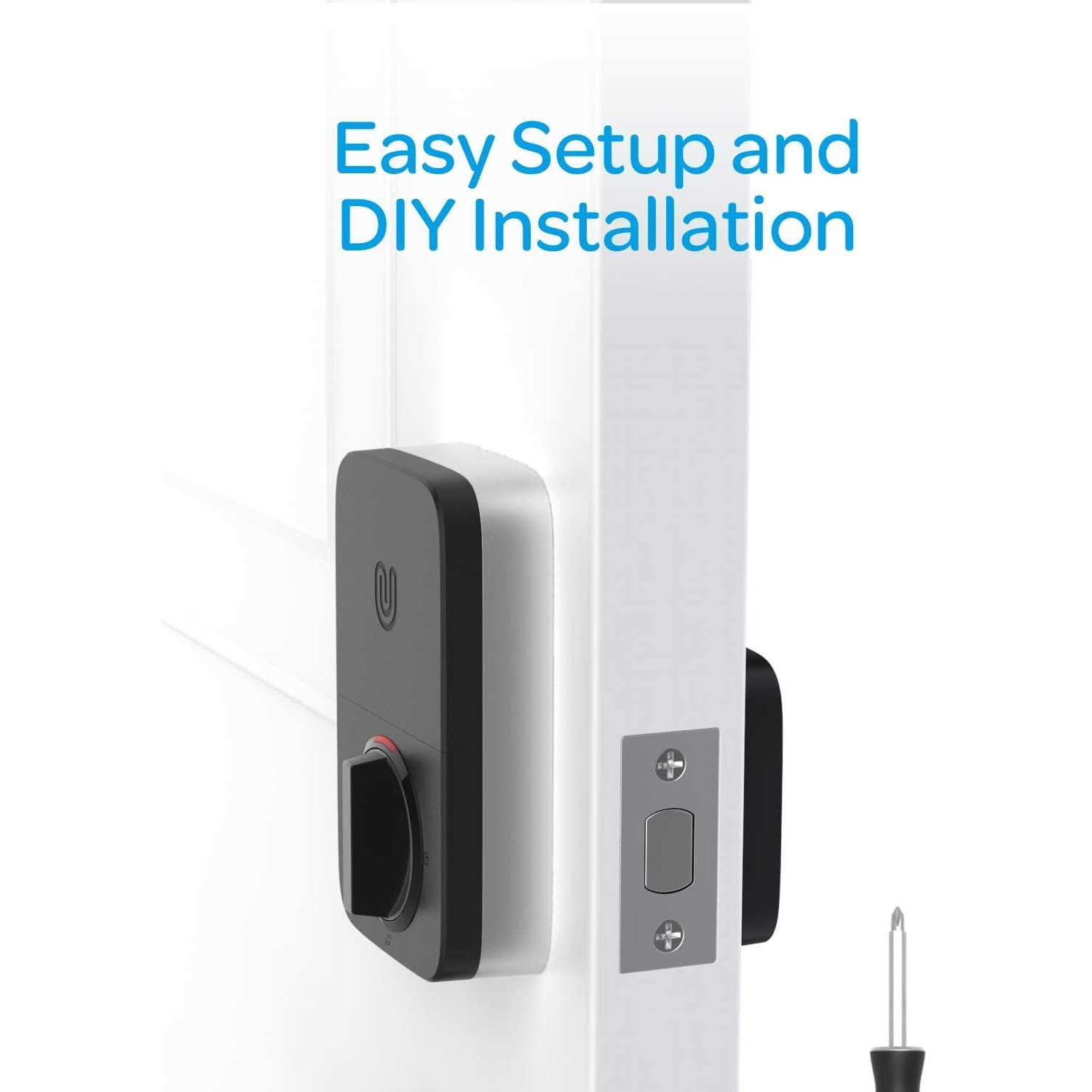 Ultraloq U-Bolt Black Wi-Fi Deadbolt Smart Lock with Passage Handle - MT - Mrs Treak