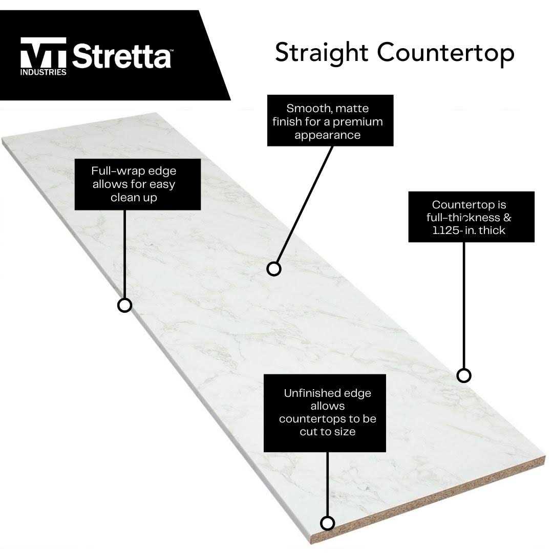 Stretta White Marble Straight Laminate Kitchen Countertop - MT - Mrs Treak
