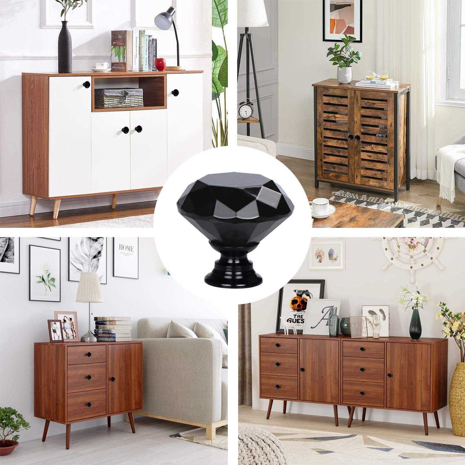 Yourgift Drawer Knobs Diamond Shaped Crystal Glass 30mm Cabinet Knobs Pull Handles - Mrs Treak