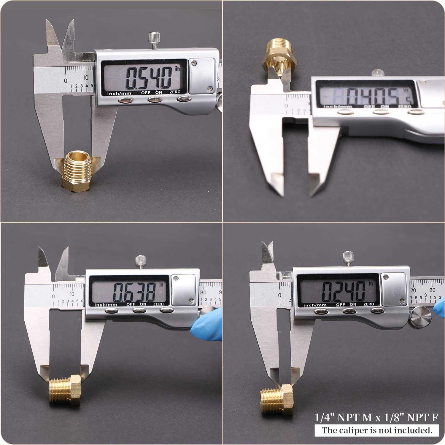 U.S. Solid 2pcs Brass Reducer Hex Bushing Brass Threaded Pipe Fitting NPT Male x NPT Female Adapter - MT - Mrs Treak