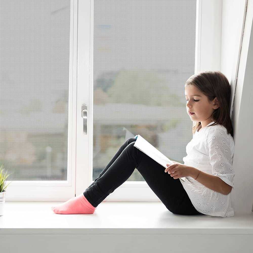 Lengtimo Screen Repair Kit Easy DIY Project 48 x 110 Fiberglass Screen Mesh with Rolling Tool and Screen Retainer Spline Scr - MT - Mrs Treak