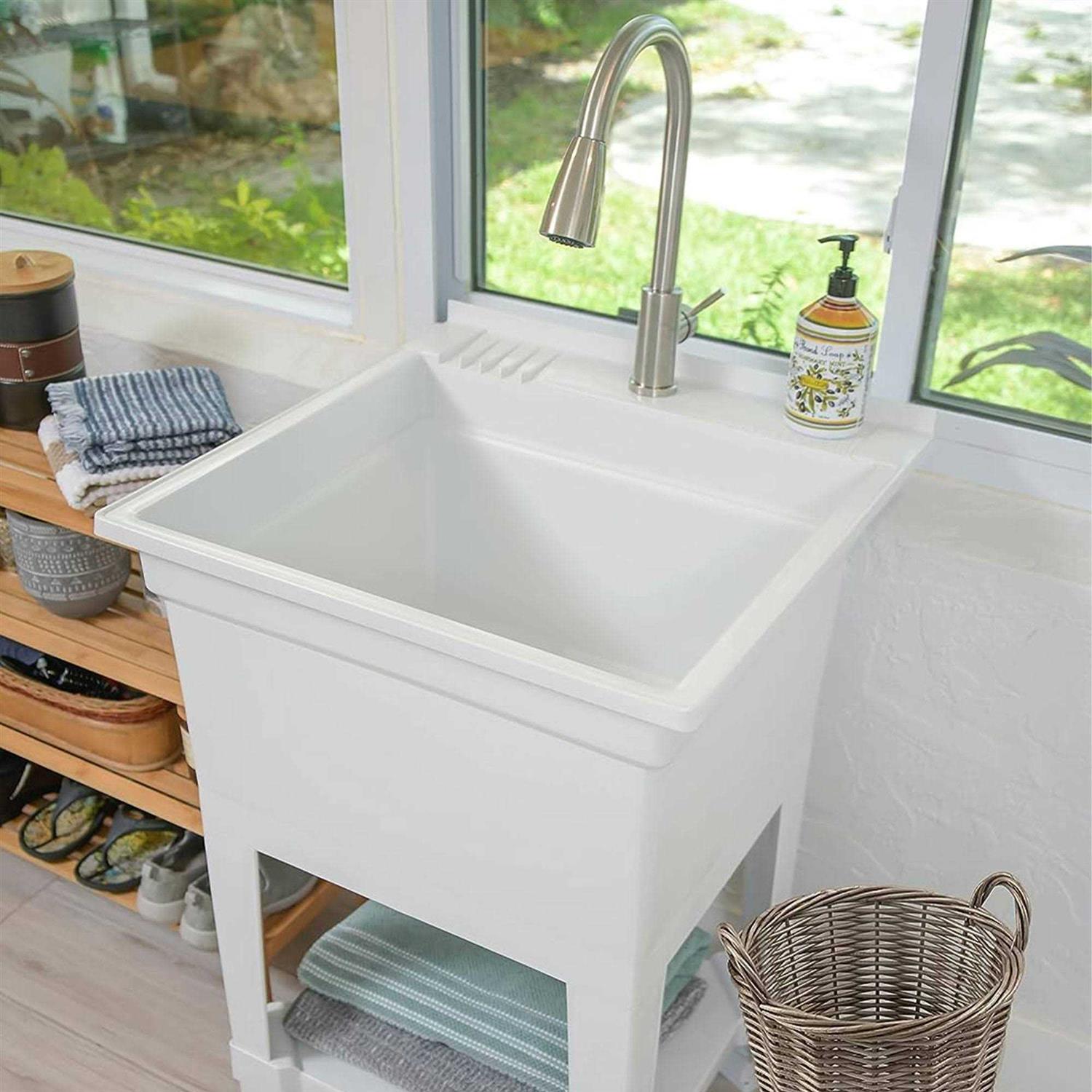 UTILITYSINKS Plastic 24 Freestanding Compact Workshop Utility Tub Sink - MT - Mrs Treak