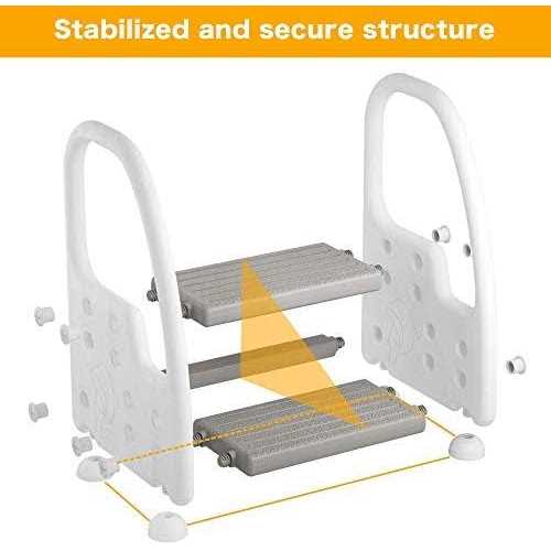 Two Step Stool for Kids with 2 PCS Faucet Extender, Babevy Toddler Step Stool for Potty Training, with Numbers/ABC and Handles - MT - Mrs Treak