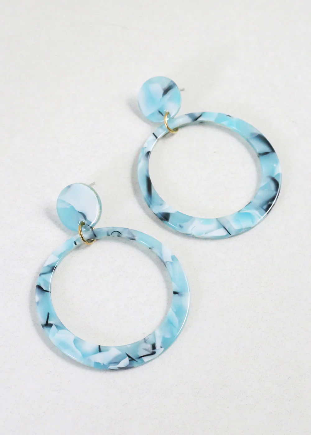 Trendy Marbled Resin Hoop Earrings - Mrs Treak
