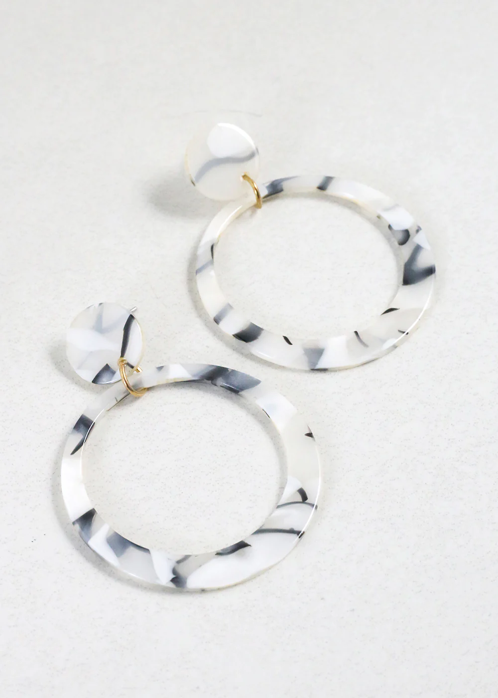 Trendy Marbled Resin Hoop Earrings - Mrs Treak