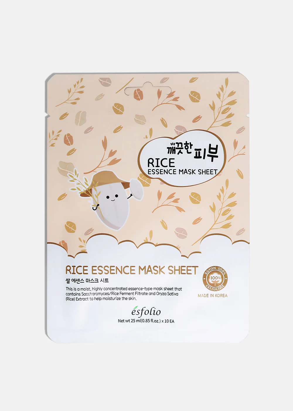 ESFOLIO Pure Skin Essence Mask Sheet - Rice - Mrs Treak