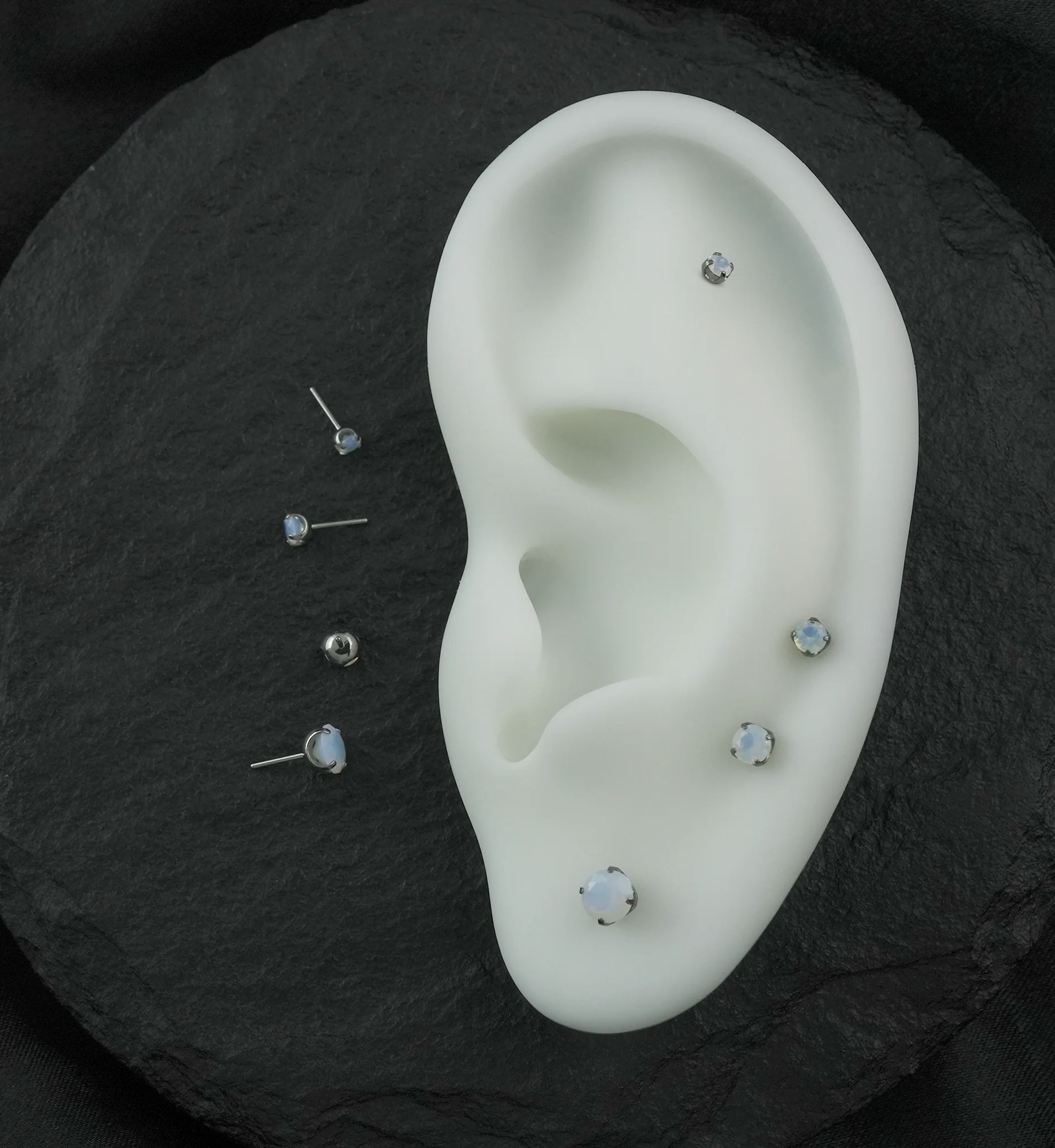 Faceted White Opalite Titanium Threadless Top - Mrs Treak