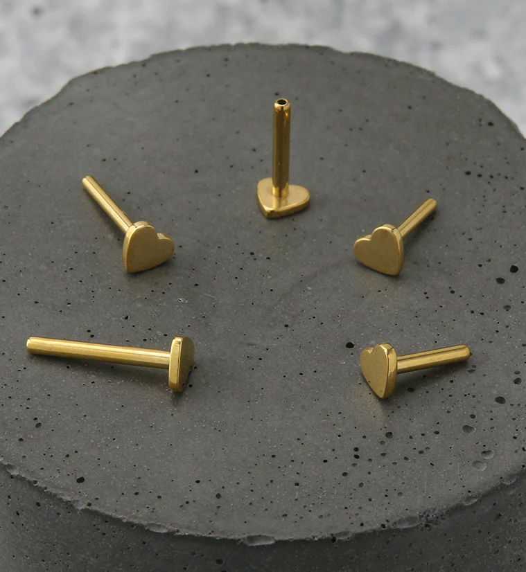 Gold PVD Titanium Threadless Heart Back Labret (Back Only) - Mrs Treak