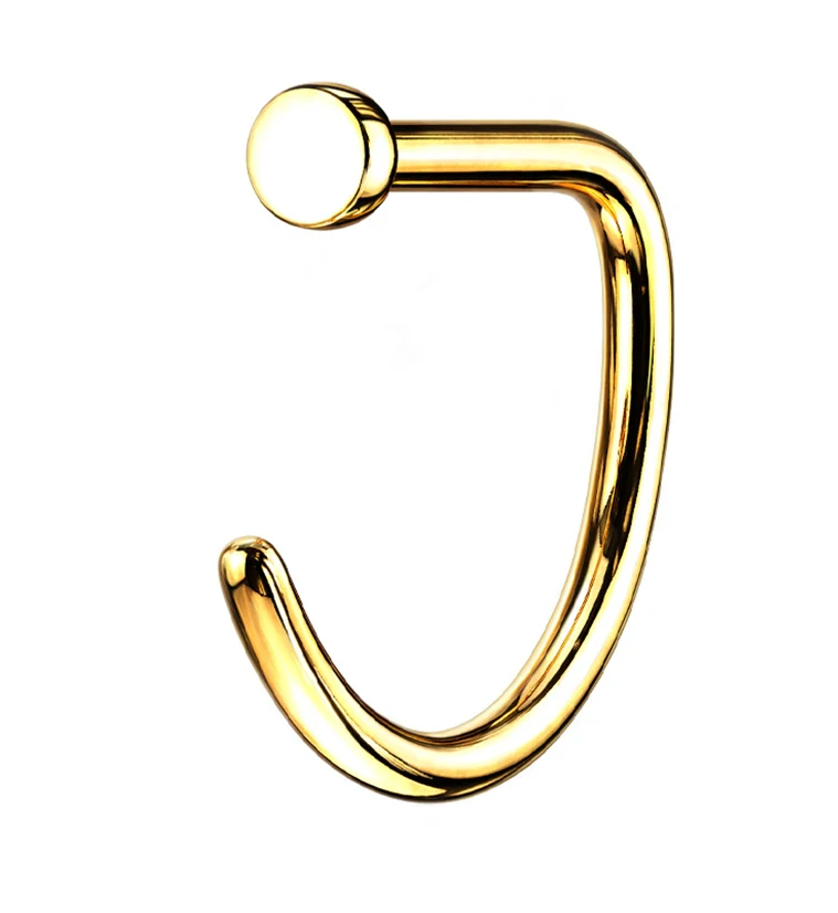Gold PVD Titanium Flat Nose Curve Ring - Mrs Treak