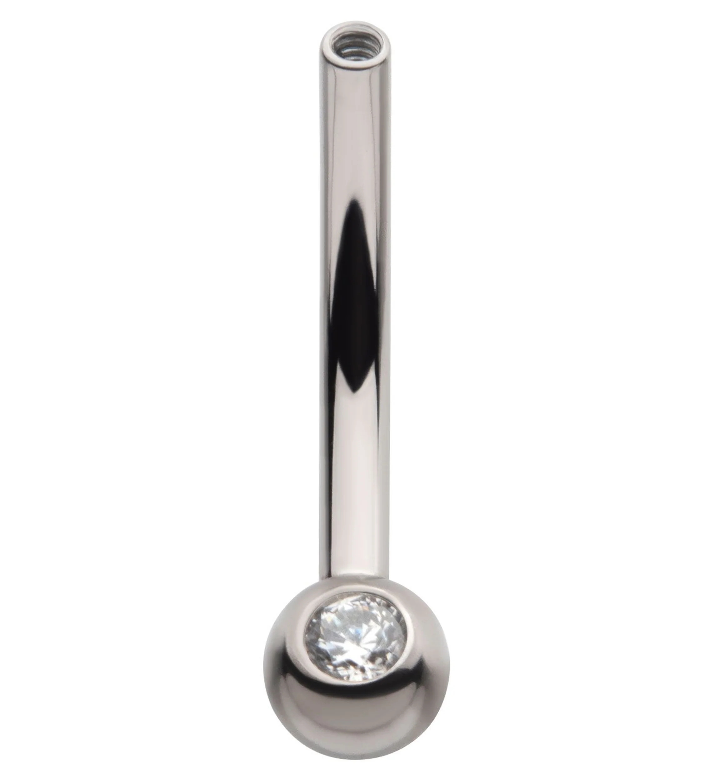 Single CZ Titanium Curved Internally Threaded Barbell - Mrs Treak